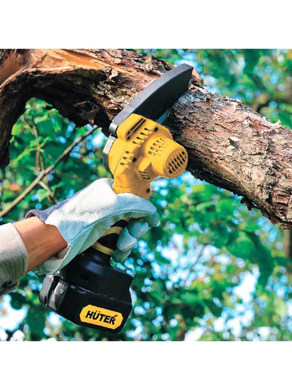 Пила цепная аккумуляторная Huter ELS-20-Li-2К, 20 В, 2х2 Ач, 150 мм, 36 звеньев, шаг 1/4