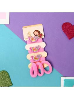 Резинка для волос «Сладость» (набор 6 шт) радуга, 2 см, розовый