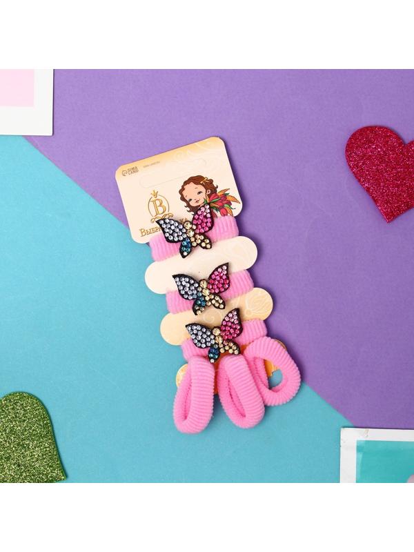 Резинка для волос «Сладость» (набор 6 шт) бабочка, 2 см, розовый