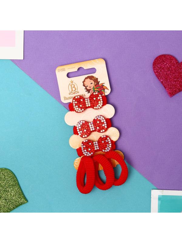 Резинка для волос «Сладость» (набор 6 шт) бантик, 2 см, красный