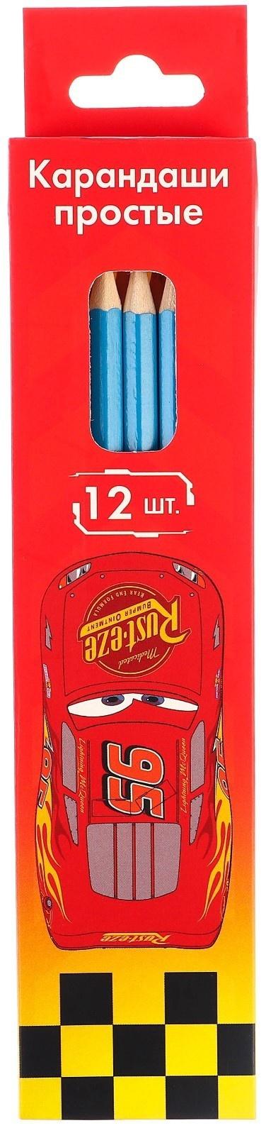 Карандаш чернографитный, набор 12 штук, Тачки