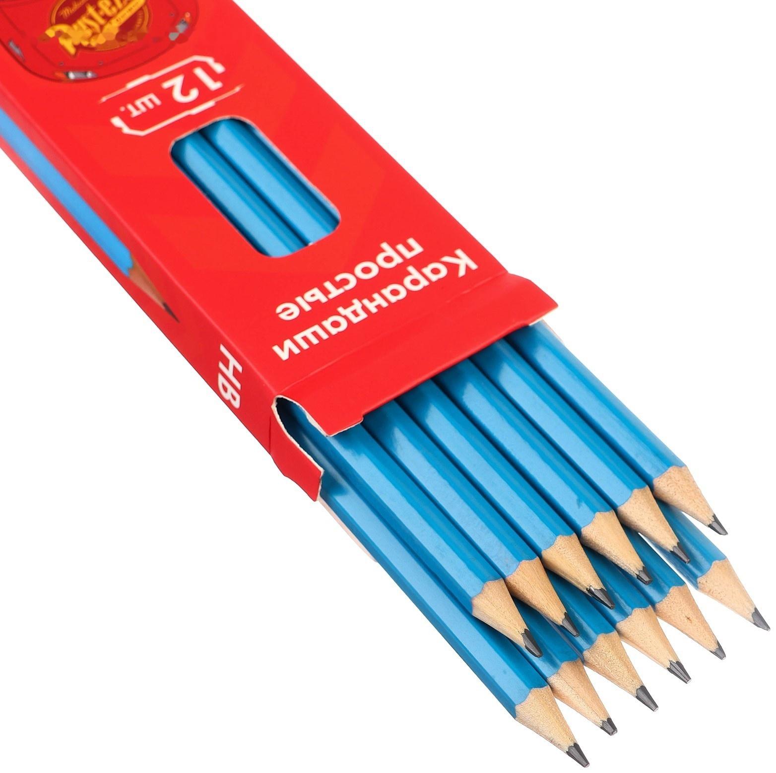 Карандаш чернографитный, набор 12 штук, Тачки