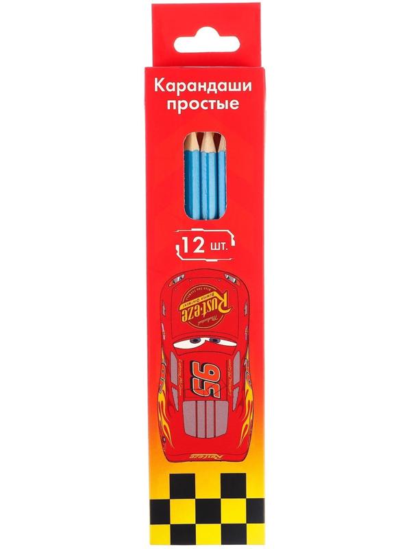 Карандаш чернографитный, набор 12 штук, Тачки