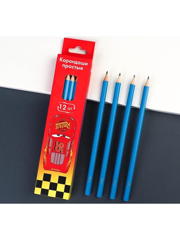 Карандаш чернографитный, набор 12 штук, Тачки