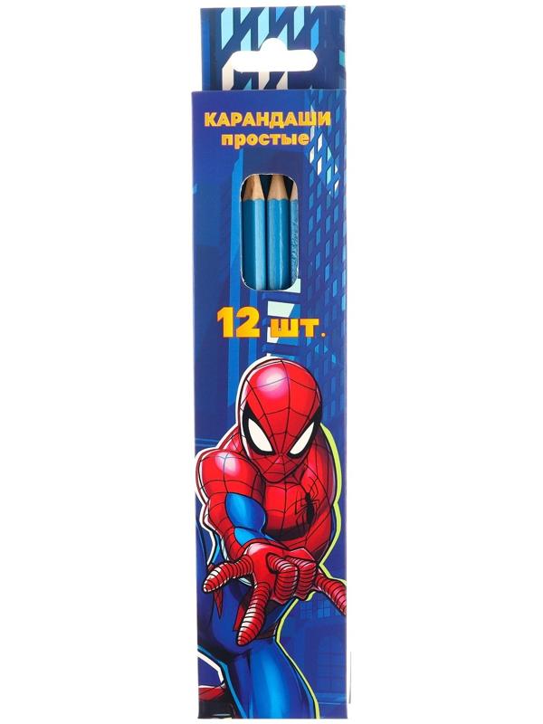 Карандаш чернографитный, набор 12 штук, Человек-паук