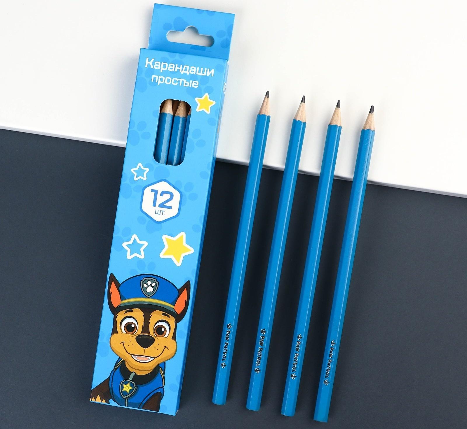 Карандаш чернографитный, набор 12 штук, Щенячий патруль
