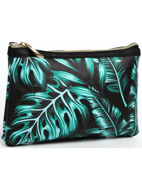 Набор косметичек 2 в 1 на молниях, цвет чёрный