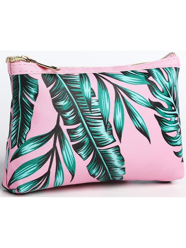 Набор косметичек 2 в 1 на молниях, цвет розовый