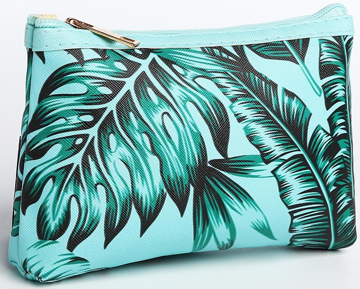 Набор косметичек 2 в 1 на молниях, цвет зелёный