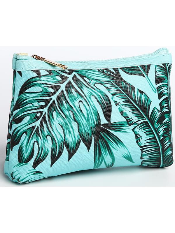 Набор косметичек 2 в 1 на молниях, цвет зелёный