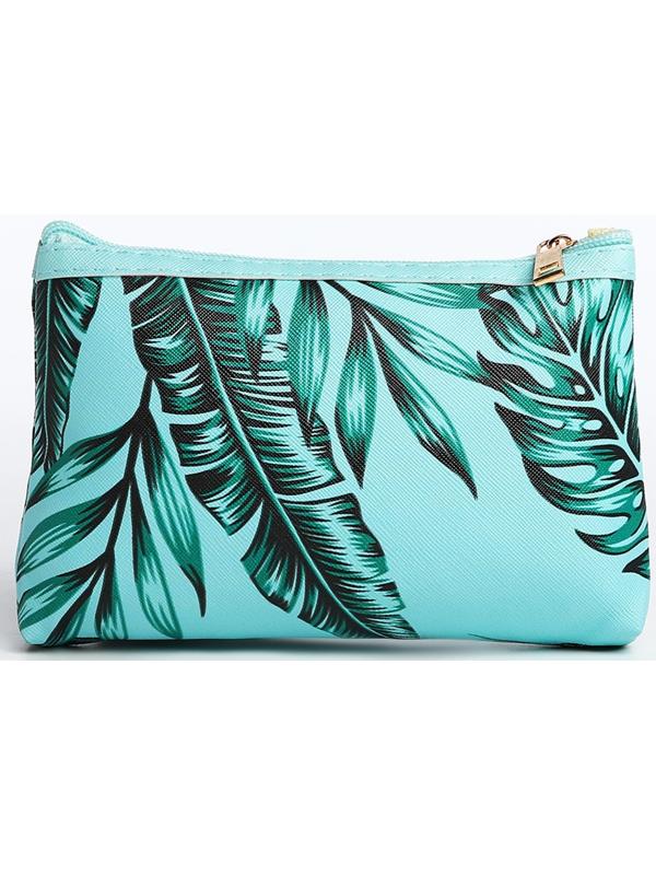 Набор косметичек 2 в 1 на молниях, цвет зелёный