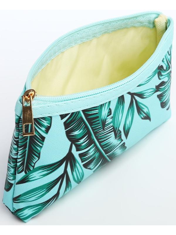 Набор косметичек 2 в 1 на молниях, цвет зелёный