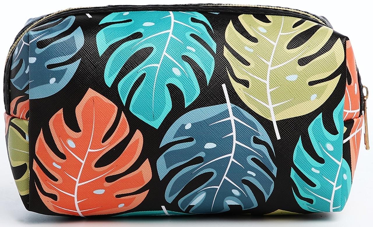 Набор косметичек 2 в 1 на молниях, цвет чёрный