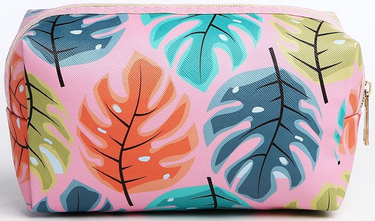 Набор косметичек 2 в 1 на молниях, цвет розовый