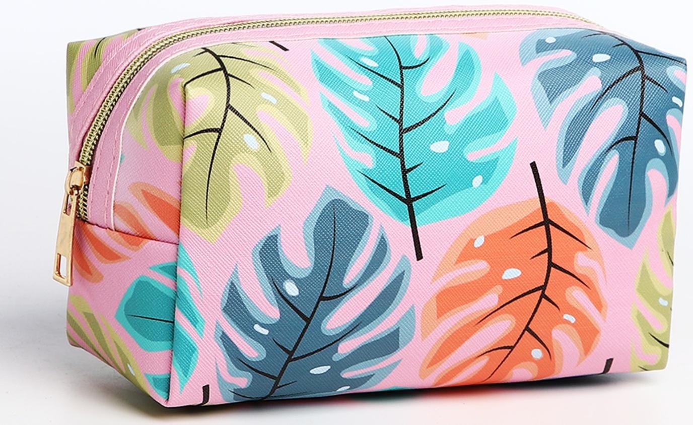 Набор косметичек 2 в 1 на молниях, цвет розовый