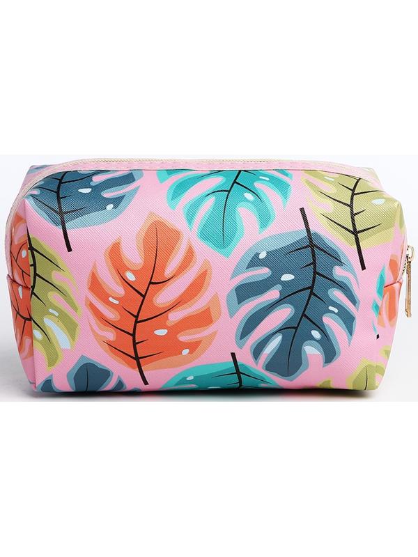 Набор косметичек 2 в 1 на молниях, цвет розовый