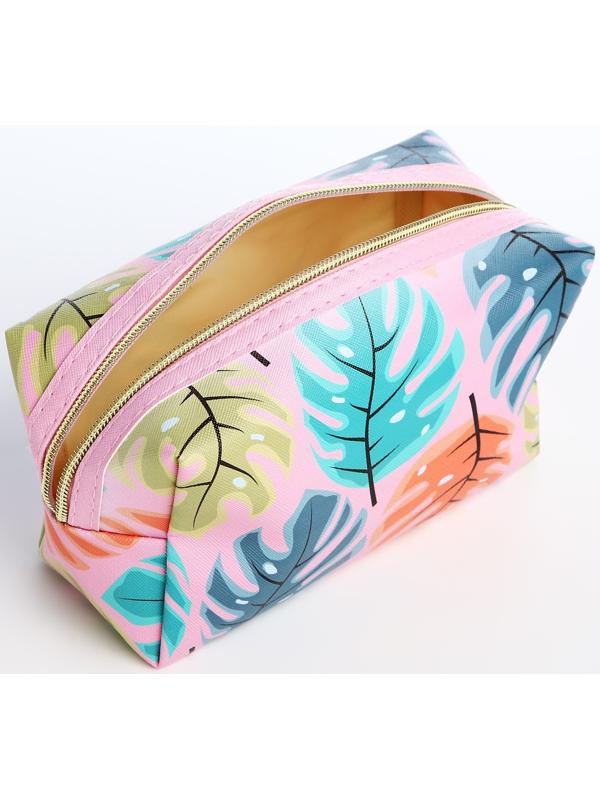 Набор косметичек 2 в 1 на молниях, цвет розовый