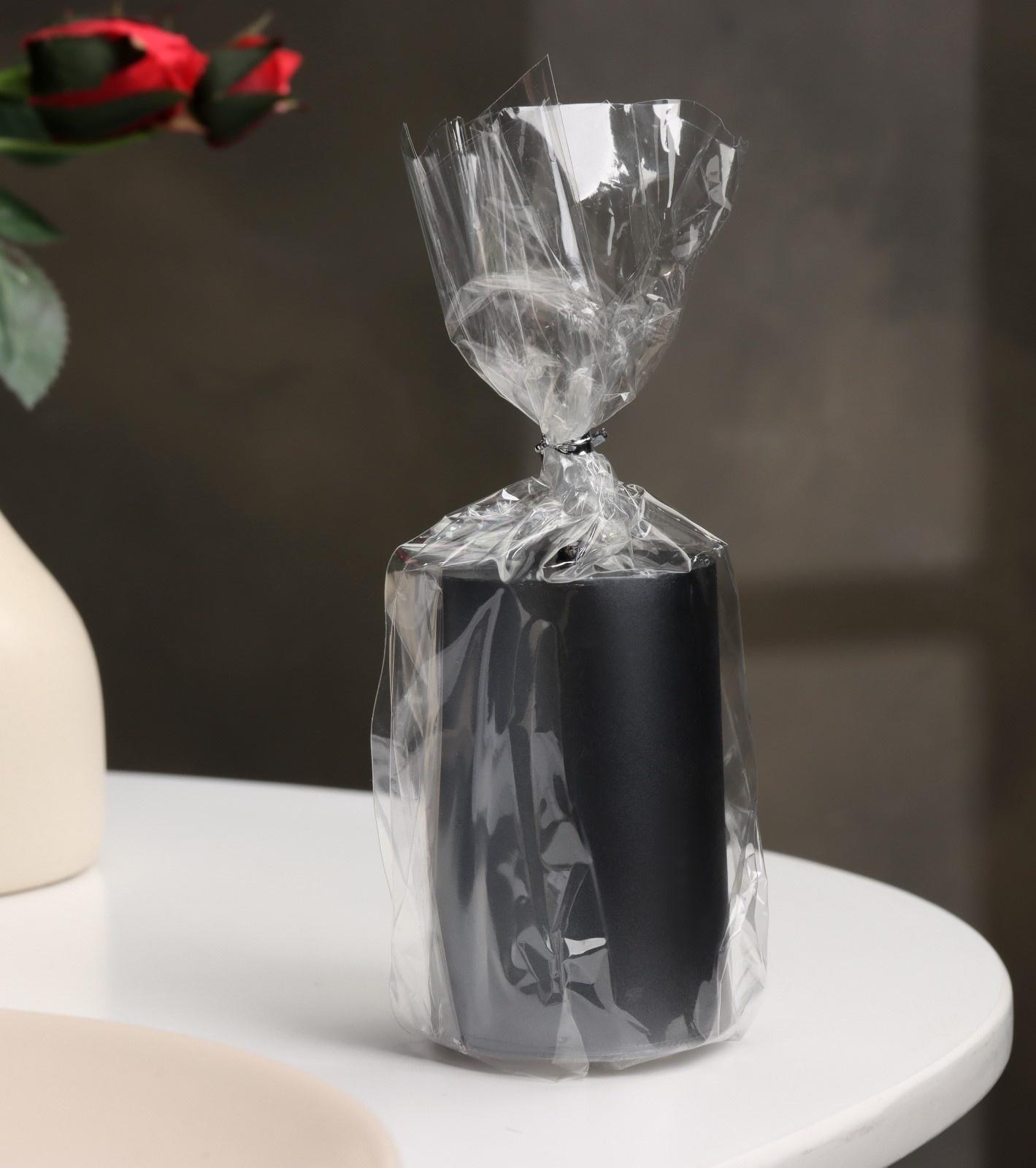 Свеча-цилиндр гладкая,5х7,5 см, пальмовый воск, мокрый асфальт, 6 ч