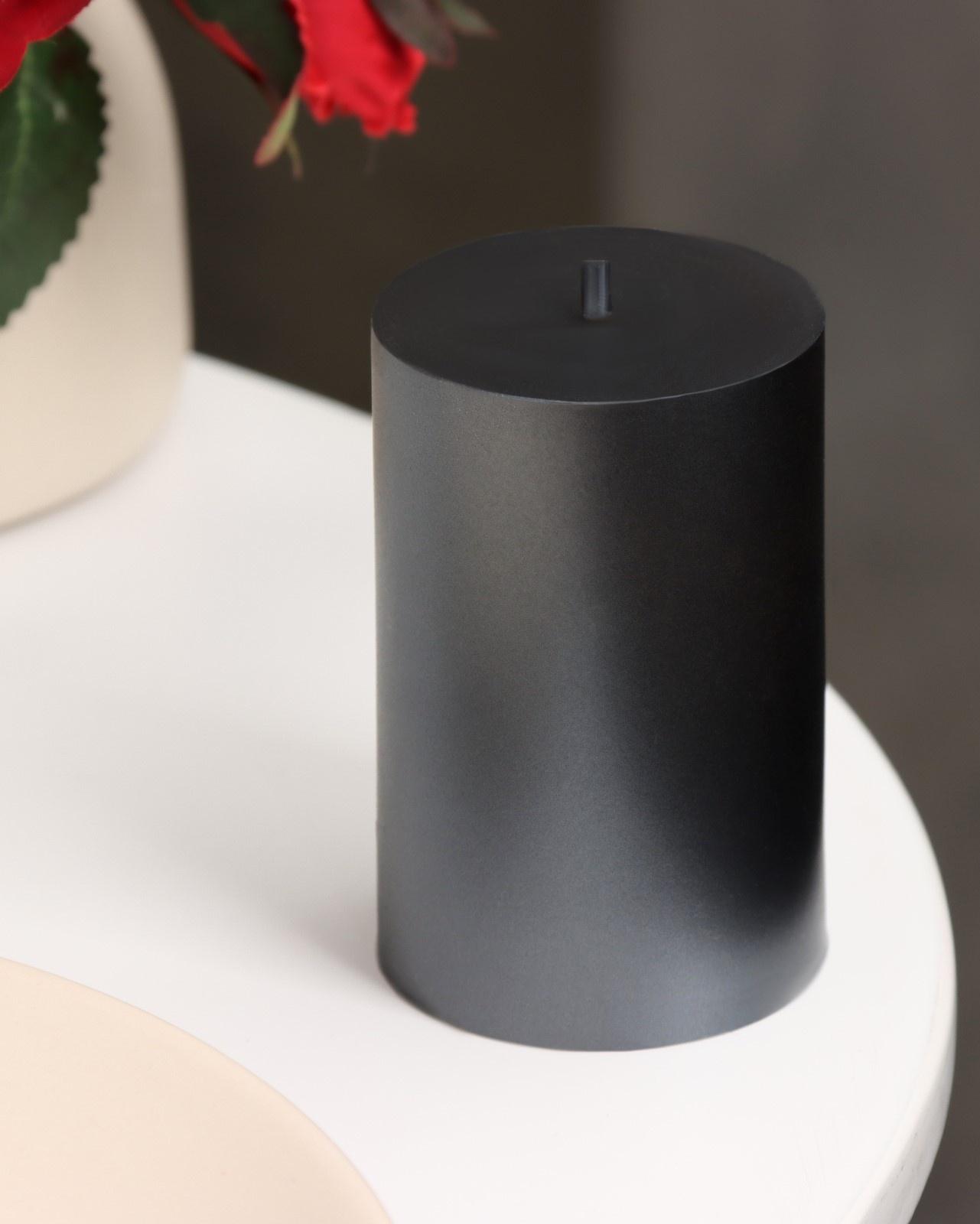 Свеча-цилиндр гладкая,5х7,5 см, пальмовый воск, мокрый асфальт, 6 ч