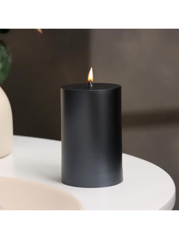 Свеча-цилиндр гладкая,5х7,5 см, пальмовый воск, мокрый асфальт, 6 ч