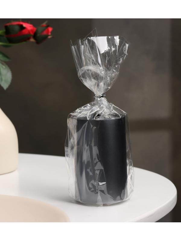 Свеча-цилиндр гладкая,5х7,5 см, пальмовый воск, мокрый асфальт, 6 ч