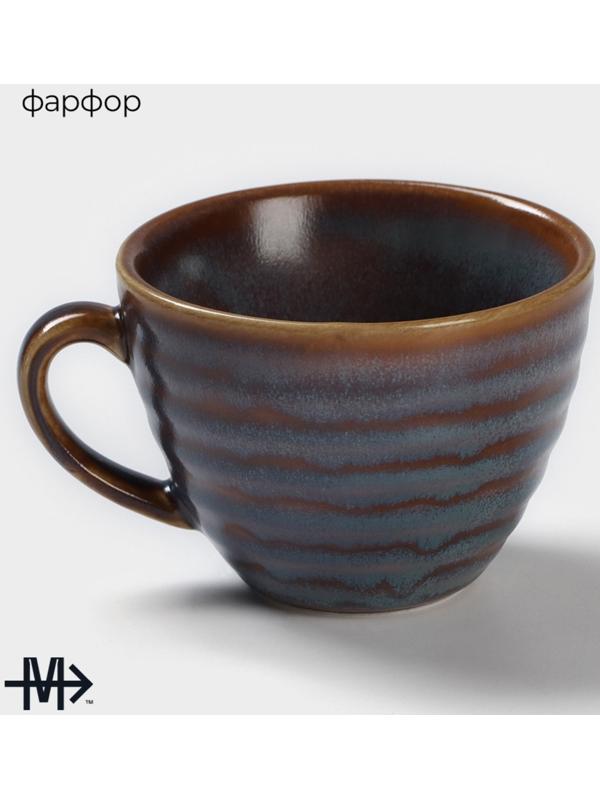 Чашка фарфоровая Magistro Garland, 200 мл, цвет синий