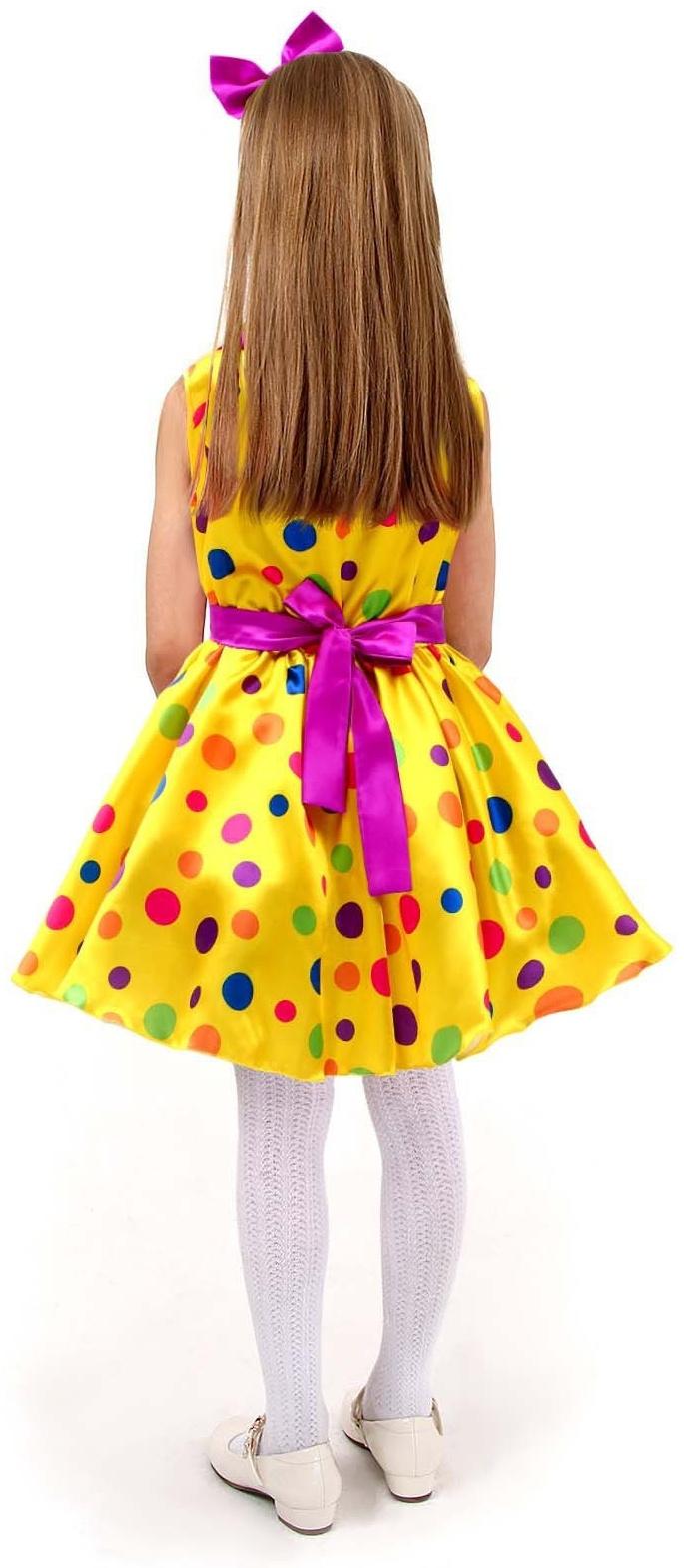 Карнавальный костюм «Стиляги 8»: платье жёлтое в крупный горох, повязка, р. 34, рост 134 см