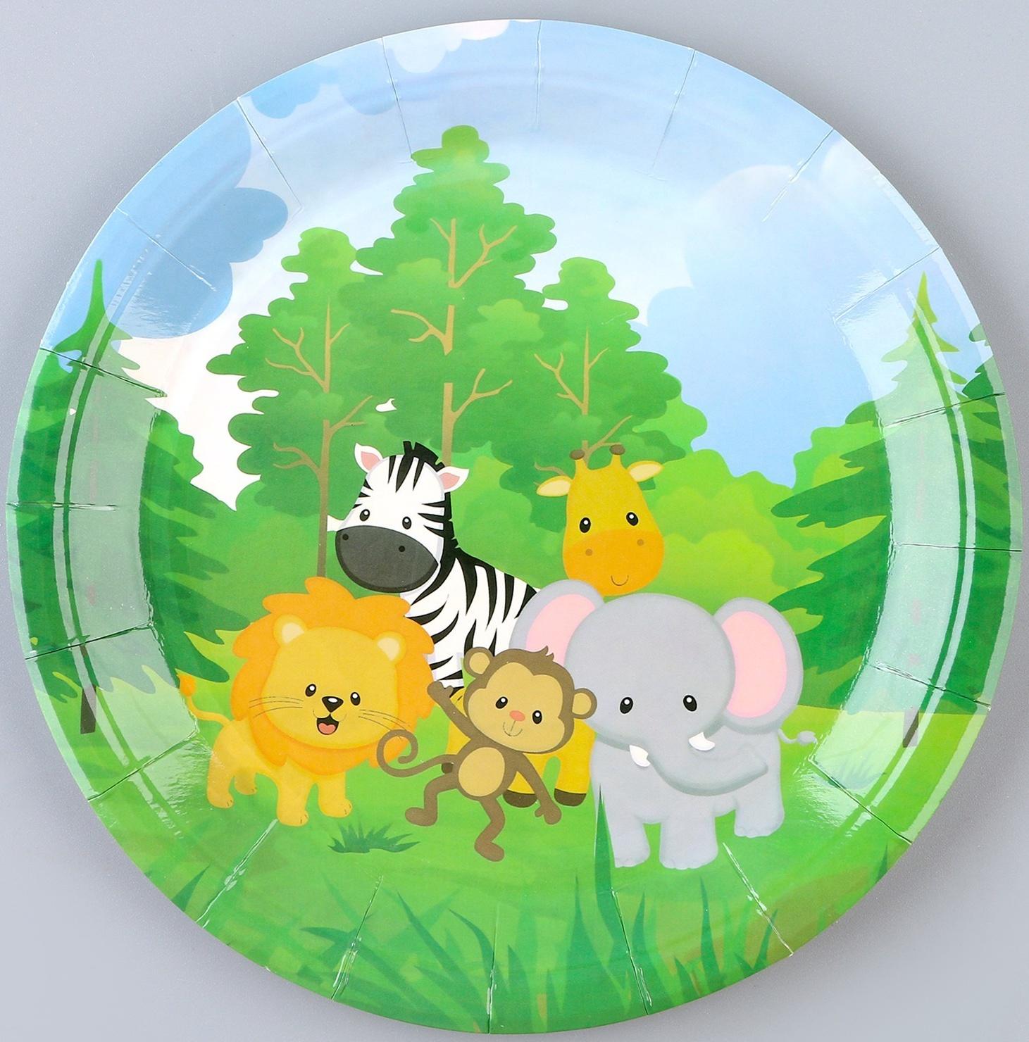 Тарелка бумажная «Зверюшки», в наборе 6 шт.