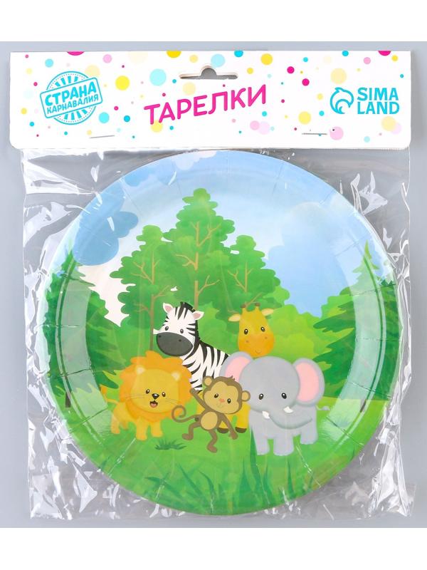 Тарелка бумажная «Зверюшки», в наборе 6 шт.