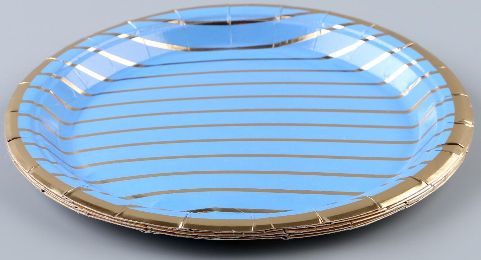 Тарелка бумажная «Золотые полосы», в наборе 6 шт.