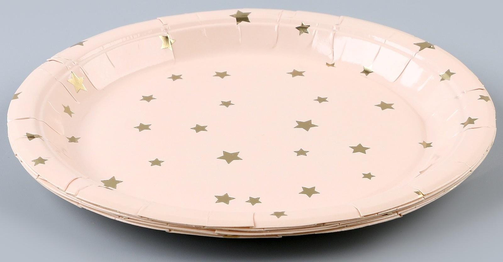 Тарелка бумажная «Золотые звёздочки», в наборе 6 шт.
