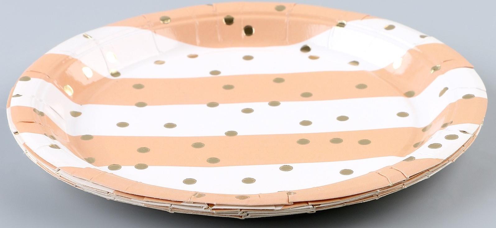 Тарелка бумажная «Горошек», в наборе 6 шт.