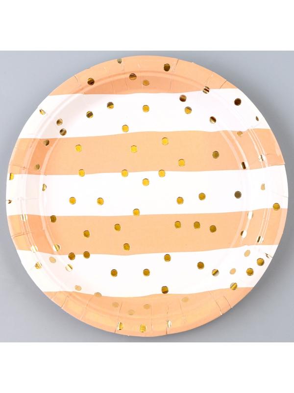 Тарелка бумажная «Горошек», в наборе 6 шт.