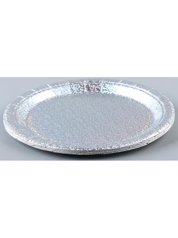 Тарелка бумажная «Голография», в наборе 6 шт., цвет серебро