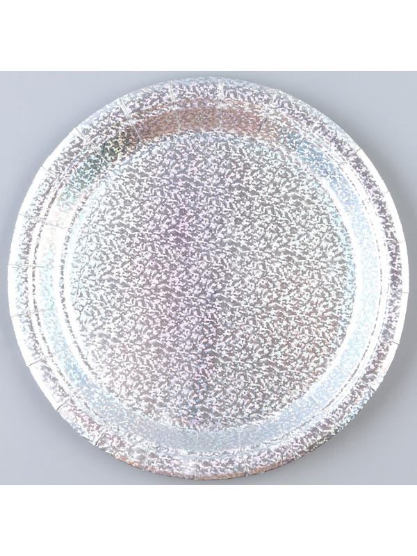 Тарелка бумажная «Голография», в наборе 6 шт., цвет серебро
