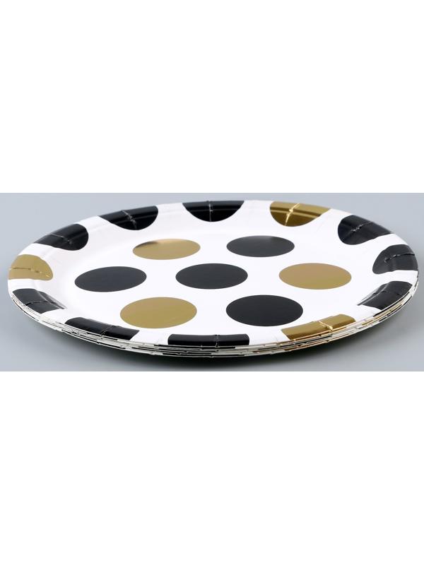 Тарелка бумажная «Горох», в наборе 6 шт., цвет чёрный