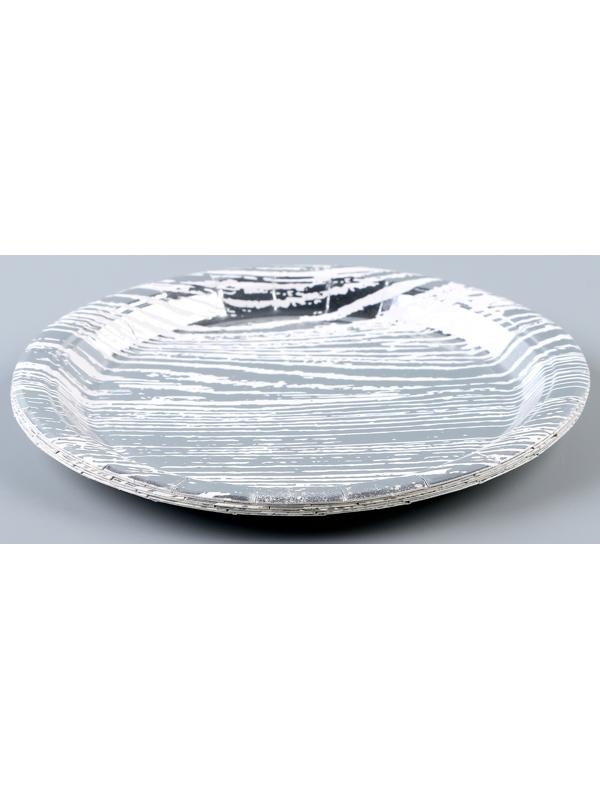 Тарелка бумажная «Полосы», в наборе 6 шт., цвет серебро