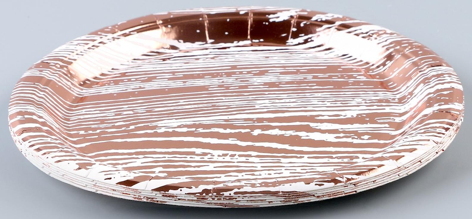 Тарелка бумажная «Полосы», в наборе 6 шт., цвет розовое золото