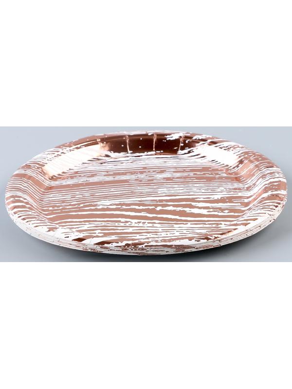 Тарелка бумажная «Полосы», в наборе 6 шт., цвет розовое золото
