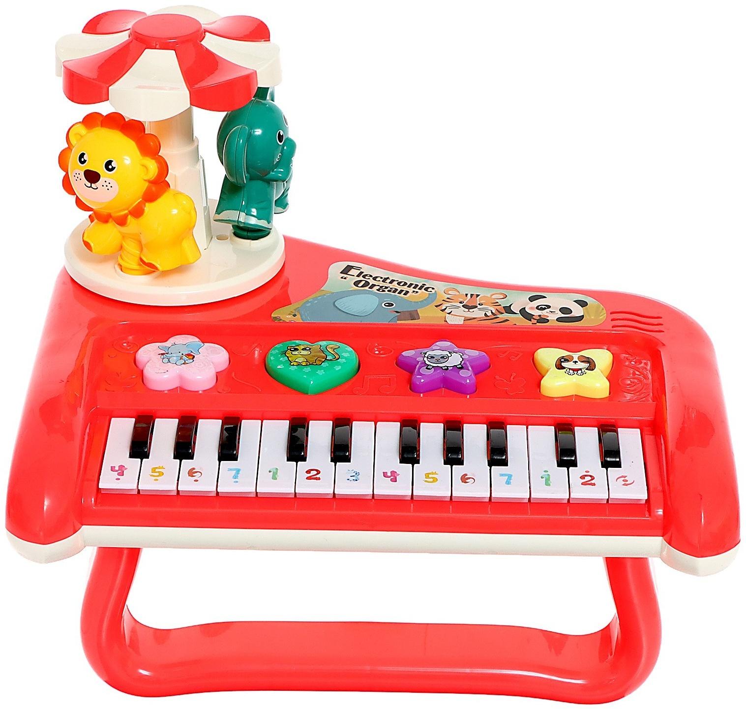 Пианино «Весёлые зверята», свет