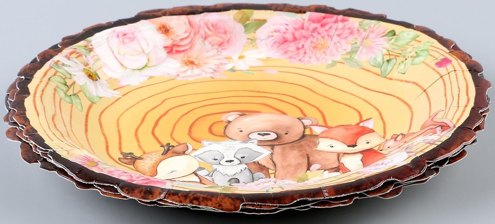 Тарелки бумажные «Зверюшки», в наборе 6 шт.