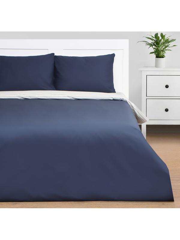 Постельное бельё Этель евро Stripes: blue, 200х215см, 214х240см, 50х70см-2 шт, перкаль,114 г/м2