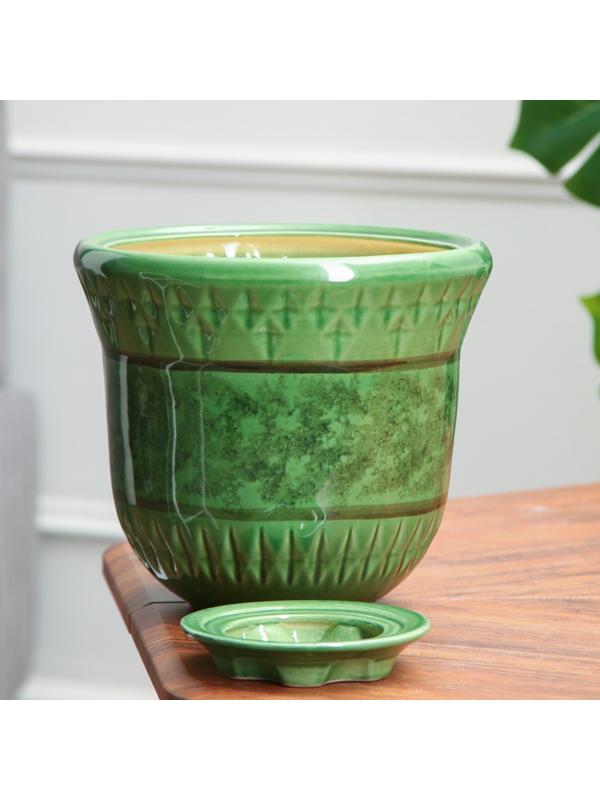 Горшок цветочный Крит №3, Зеленый 3,7 л