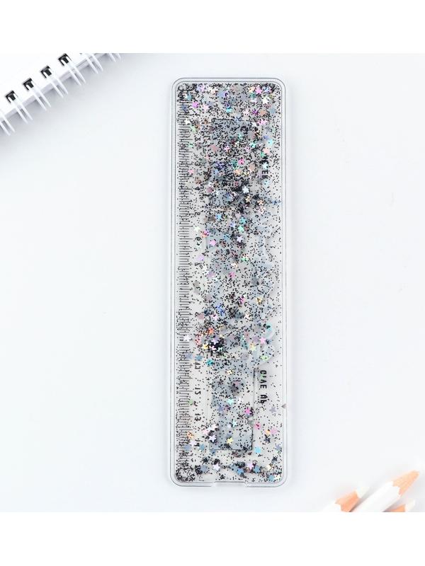 Линейка - шейкер с блёстками «Never give up», 15 см