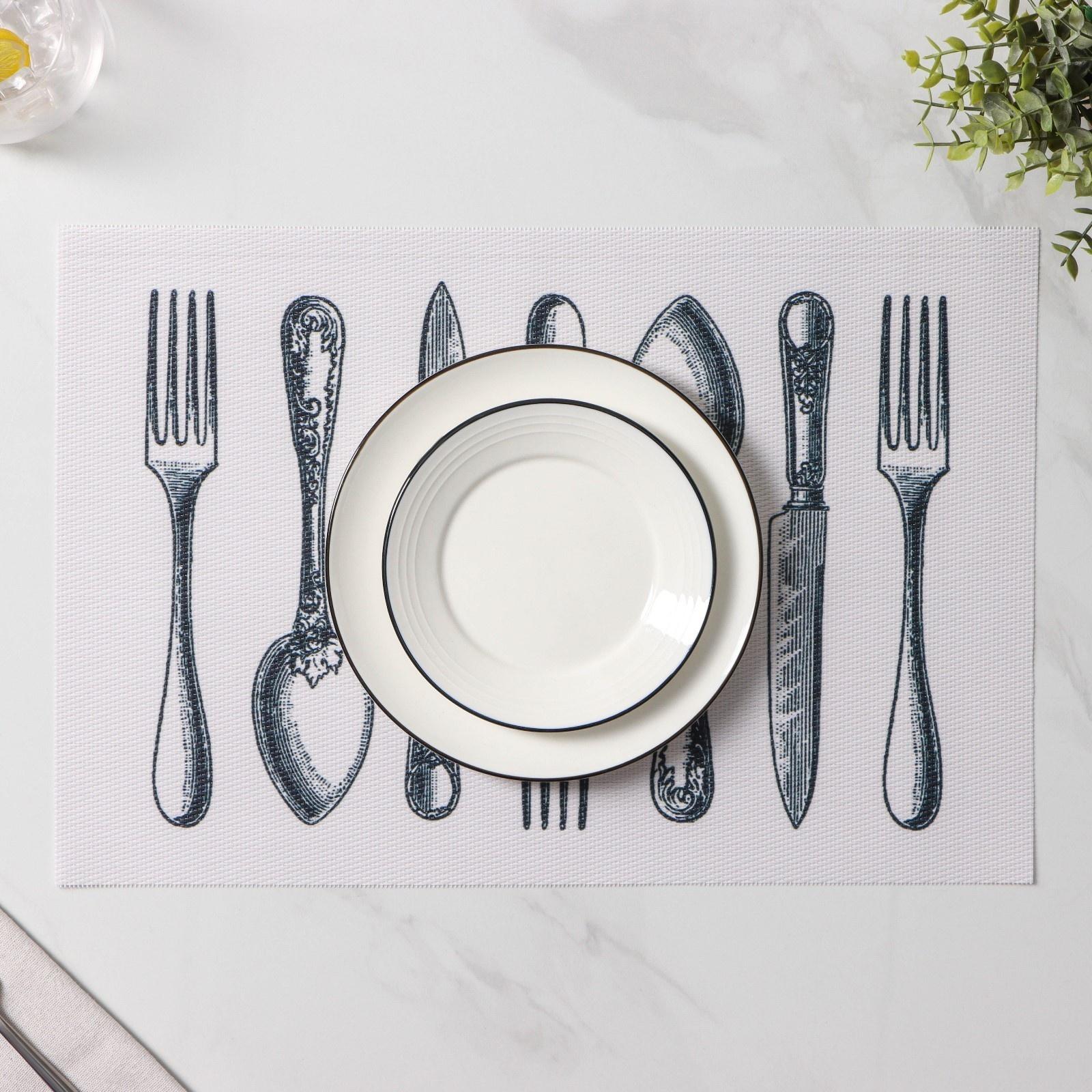 Набор салфеток сервировочных Доляна «Сервировка», 4 шт, 30×45 см, цвет белый