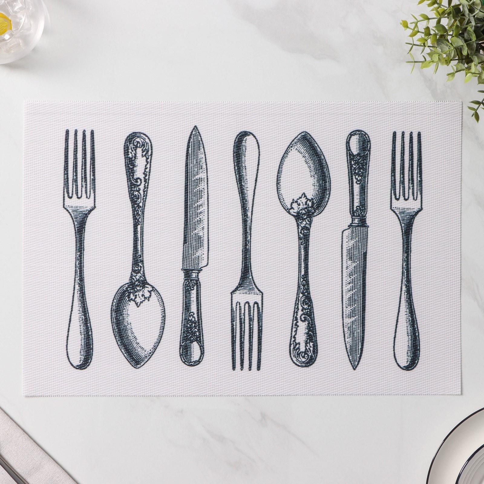 Набор салфеток сервировочных Доляна «Сервировка», 4 шт, 30×45 см, цвет белый