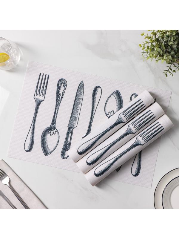 Набор салфеток сервировочных Доляна «Сервировка», 4 шт, 30×45 см, цвет белый