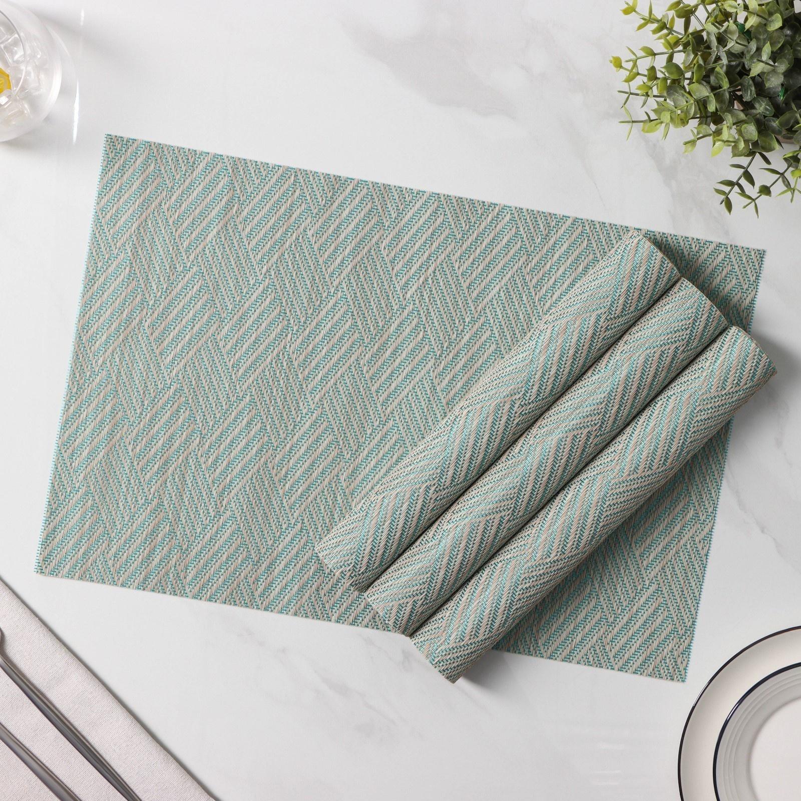 Набор салфеток сервировочных Доляна «Энн», 4 шт, 30×45 см, цвет серо-голубой