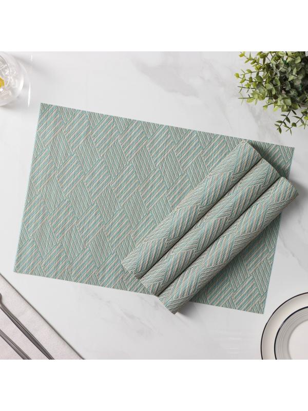 Набор салфеток сервировочных Доляна «Энн», 4 шт, 30×45 см, цвет серо-голубой