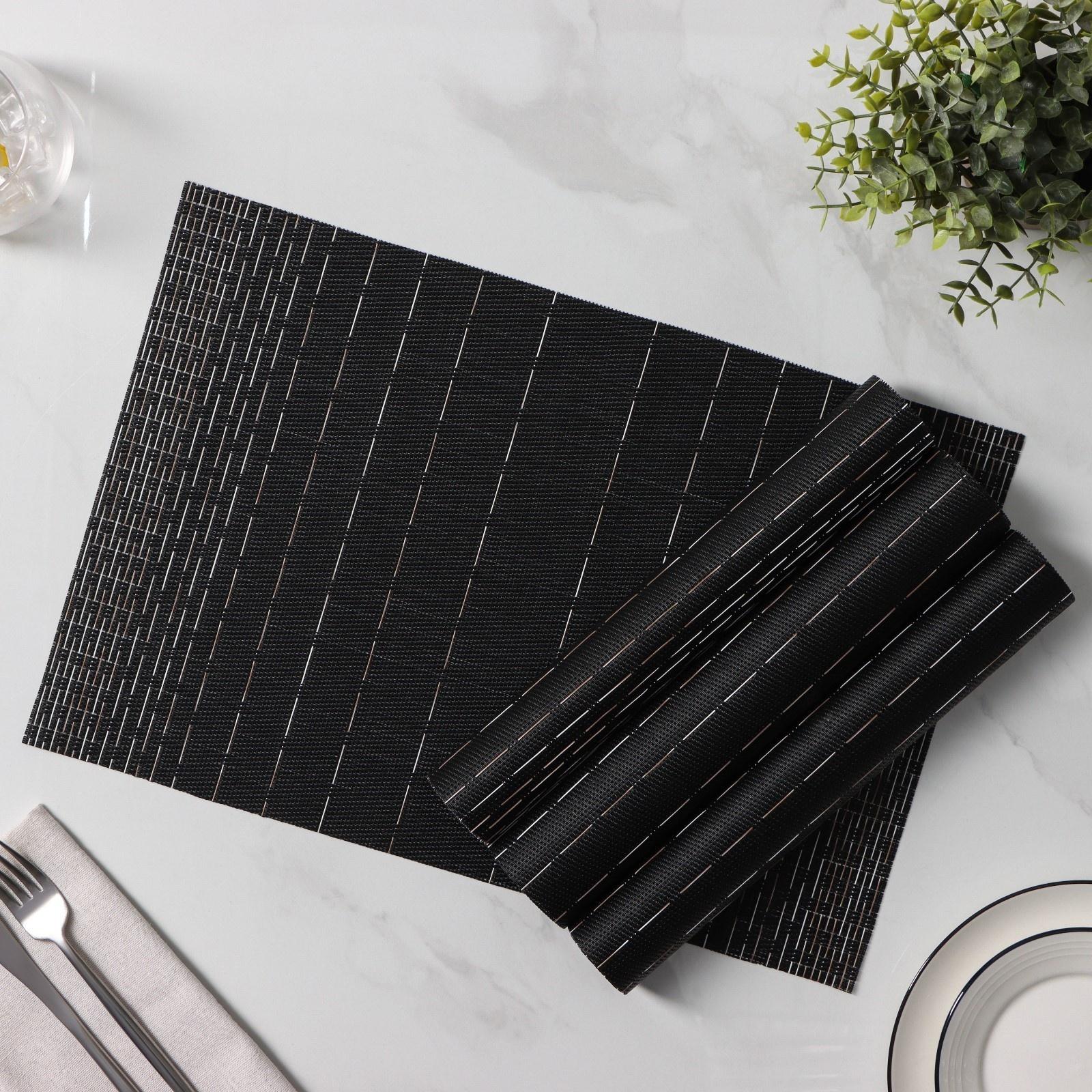 Набор салфеток сервировочных Доляна «Инь», 4 шт, 30×45 см, цвет чёрный